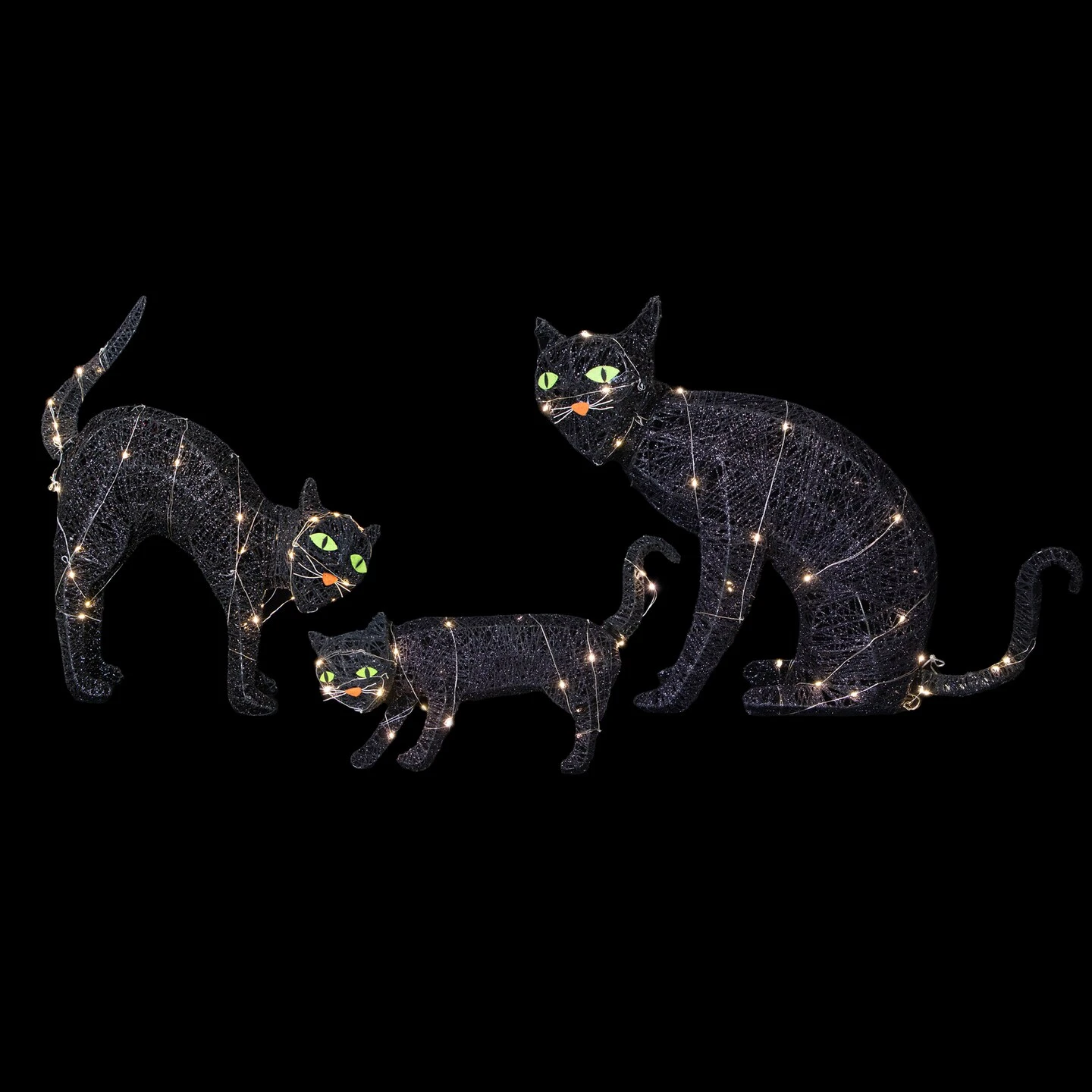 Northlight LED Lighted Black Cat Family Outdoor Halloween Decorations - 27.5" - Set Of 3 6 Northlight LED Lighted Black Cat Family Outdoor Halloween Decorations - 27.5" - Set Of 3 - Image 4