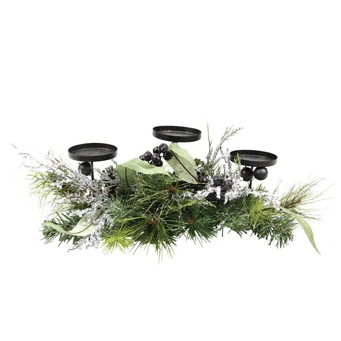 Northlight 22" Green And Silver Mixed Pine With Blueberries Christmas Candle Holder Centerpiece 3 Northlight 22" Green And Silver Mixed Pine With Blueberries Christmas Candle Holder Centerpiece