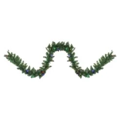 Northlight Pre-Lit Northern Pine Artificial Christmas Garland - 9' X 10" - Multicolor LED Lights Green