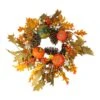 Northlight Fallen Leaves With Pine Cones And Pumpkins Artificial Thanksgiving Wreath, Orange 24-Inch -Northlight 4612158691115383776