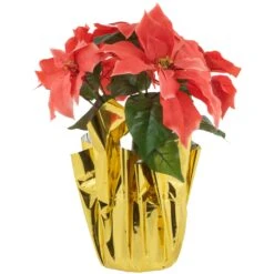 Northlight Artificial Christmas Poinsettia With Wrapped Base - 14.5" - Pink -Northlight 4612164574022917472 2