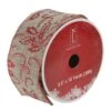 Northlight Red And Beige Christmas Wired Craft Ribbon 2.5" X 10 Yards