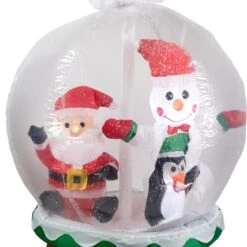 Northlight Lighted Inflatable Santa And Friends Snow Globe Outdoor Christmas Decoration - 6.75' Red -Northlight 4612186826959872672