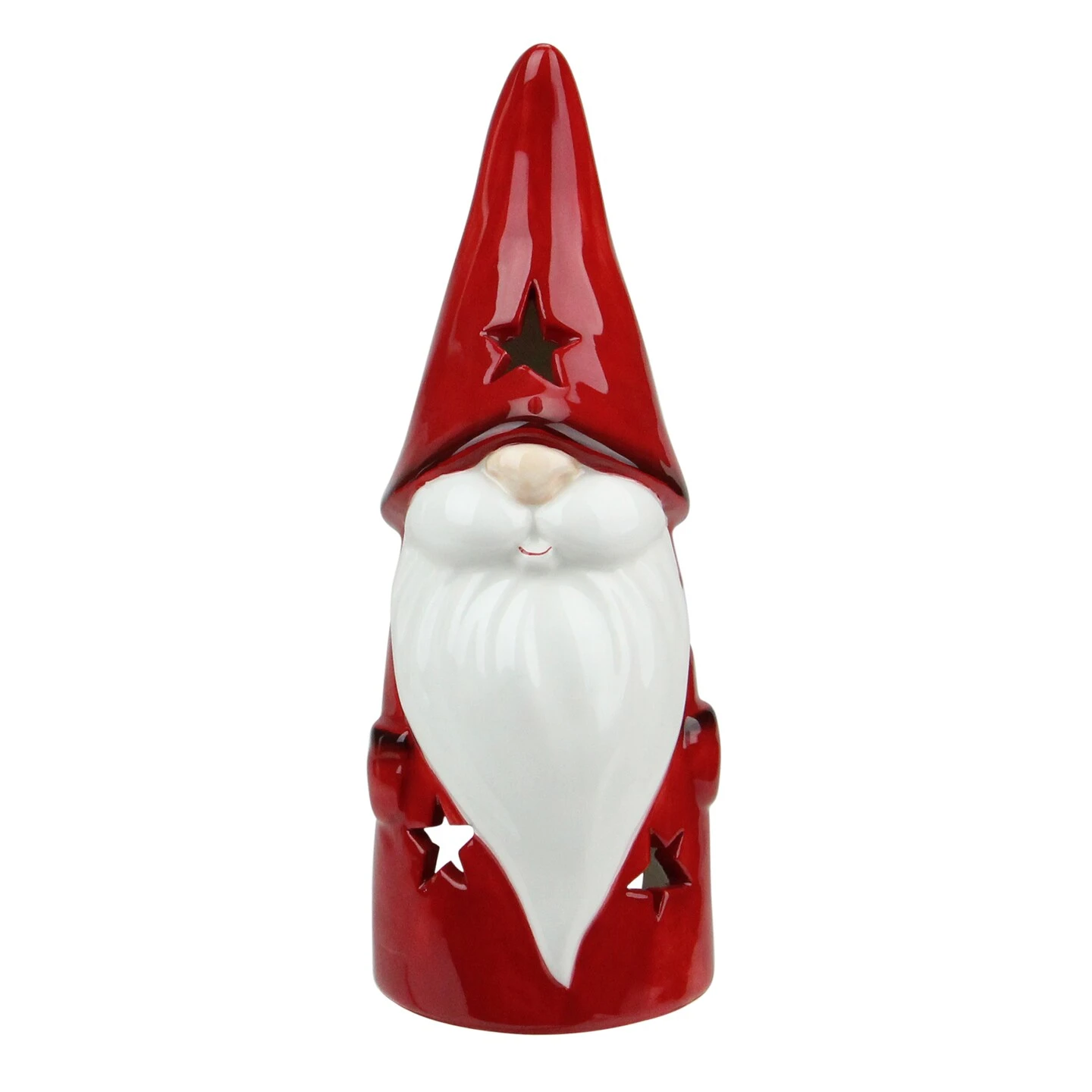 Northlight 8.25 Red Ceramic Christmas Star Gnome Tealight Candle Holder 4 Northlight 8.25 Red Ceramic Christmas Star Gnome Tealight Candle Holder - Image 2