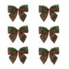 Northlight Plaid 2-Loop Christmas Bow Decorations - 5.5" - Red And Green - Pack Of 6 -Northlight 4612186827163296416