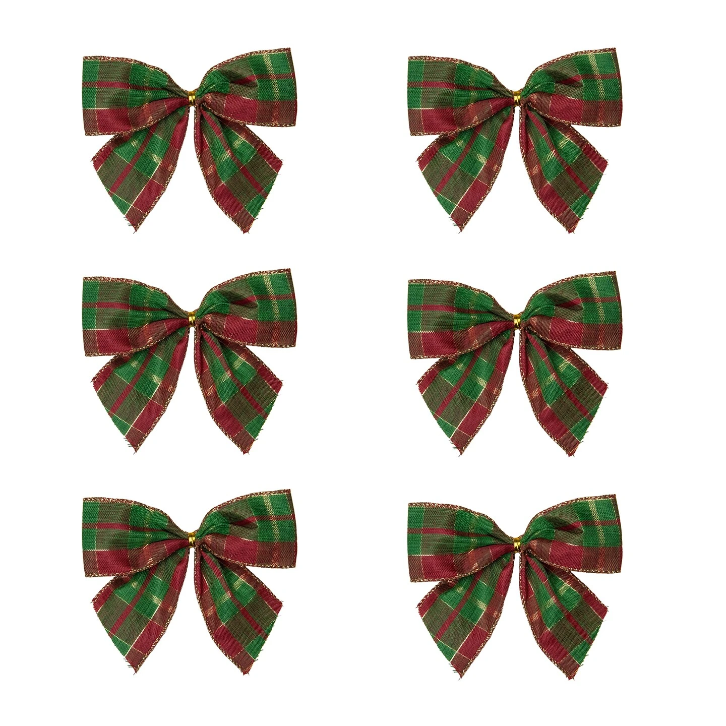 Northlight Plaid 2-Loop Christmas Bow Decorations - 5.5" - Red And Green - Pack Of 6 3 Northlight Plaid 2-Loop Christmas Bow Decorations - 5.5" - Red And Green - Pack Of 6