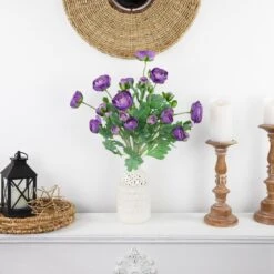 Northlight Real Touch™ Purple Ranunculus Artificial Floral Sprays, Set Of 6 - 21" -Northlight 4612186827202093728