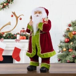 Northlight 24" Red And Bright Green Standing Santa With Presents Christmas Figure -Northlight 4612186827334357664