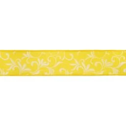 Northlight Yellow With White Floral Design Wired Craft Ribbon 2.5" X 10 Yards