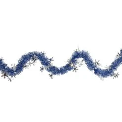 Northlight Commercial Christmas Tinsel Snowflake Garland - 50' X 2" - Royal Blue And Silver - Unlit