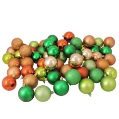 Northlight Shatterproof 3-Finish Christmas Ball Ornaments - 2.5" (60mm) - Green And Orange - 60ct 9 Northlight Shatterproof 3-Finish Christmas Ball Ornaments - 2.5" (60mm) - Green And Orange - 60ct -Northlight 4612186828210299552