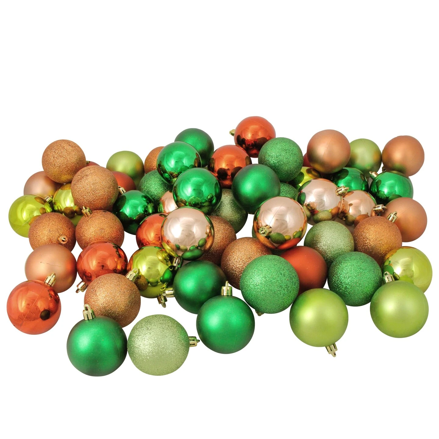 Northlight Shatterproof 3-Finish Christmas Ball Ornaments - 2.5" (60mm) - Green And Orange - 60ct 5 Northlight Shatterproof 3-Finish Christmas Ball Ornaments - 2.5" (60mm) - Green And Orange - 60ct - Image 3