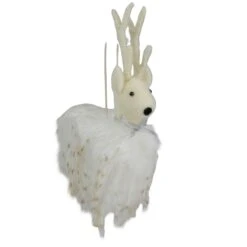 Northlight Plush Reindeer Christmas Ornament - 8" - White And Beige -Northlight 4612186828216066720