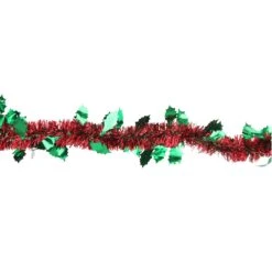 Northlight Shiny Tinsel Commercial Christmas Garland With Holly 50' - Red And Green - Unlit 9 Northlight Shiny Tinsel Commercial Christmas Garland With Holly 50' - Red And Green - Unlit -Northlight 4612186828221715104