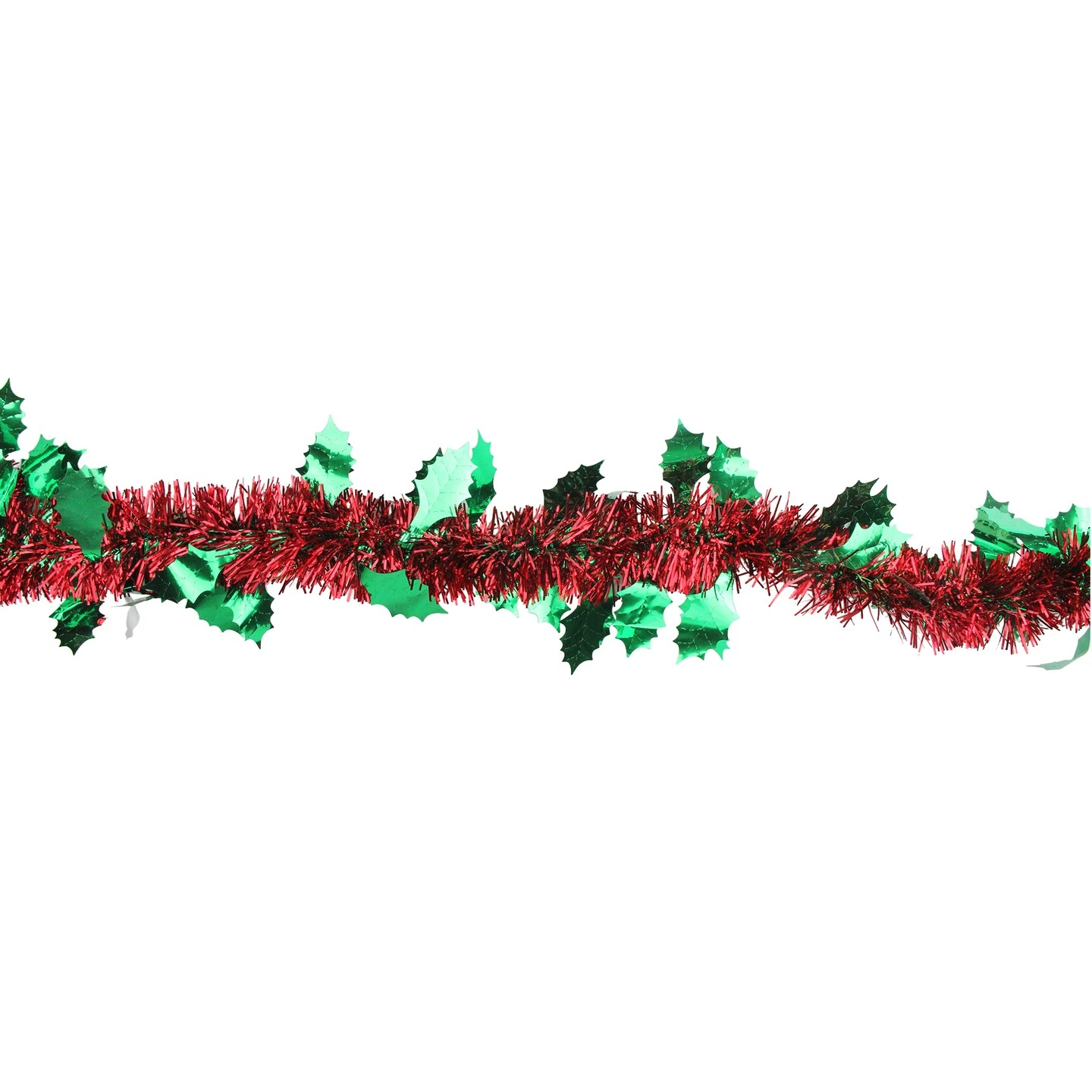 Northlight Shiny Tinsel Commercial Christmas Garland With Holly 50' - Red And Green - Unlit 5 Northlight Shiny Tinsel Commercial Christmas Garland With Holly 50' - Red And Green - Unlit - Image 3