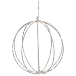Northlight LED Lighted Hanging Ball Christmas Decoration - 8" - Silver - Warm White Lights -Northlight 4612186828302049952
