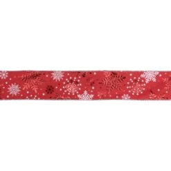 Northlight Metallic Red And White Snowflakes Wired Christmas Craft Ribbon 2.5" X 16 Yards -Northlight 4612186828459336352 2
