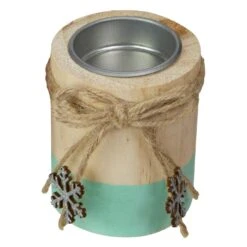 Northlight 3" Green And Natural Wood Christmas Tea Light Candle Holder -Northlight 4612186828564193952