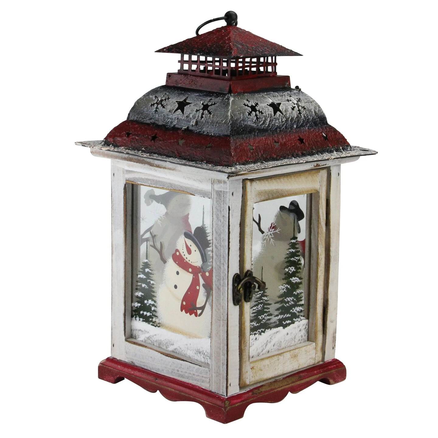 Northlight 14.5" Rustic Red And White Snowman Christmas Scene Candle Lantern 3 Northlight 14.5" Rustic Red And White Snowman Christmas Scene Candle Lantern