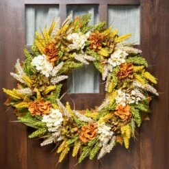 Northlight Hydrangea Artificial Fall Harvest Twig Wreath - 28" White -Northlight 4612191229301239216 1