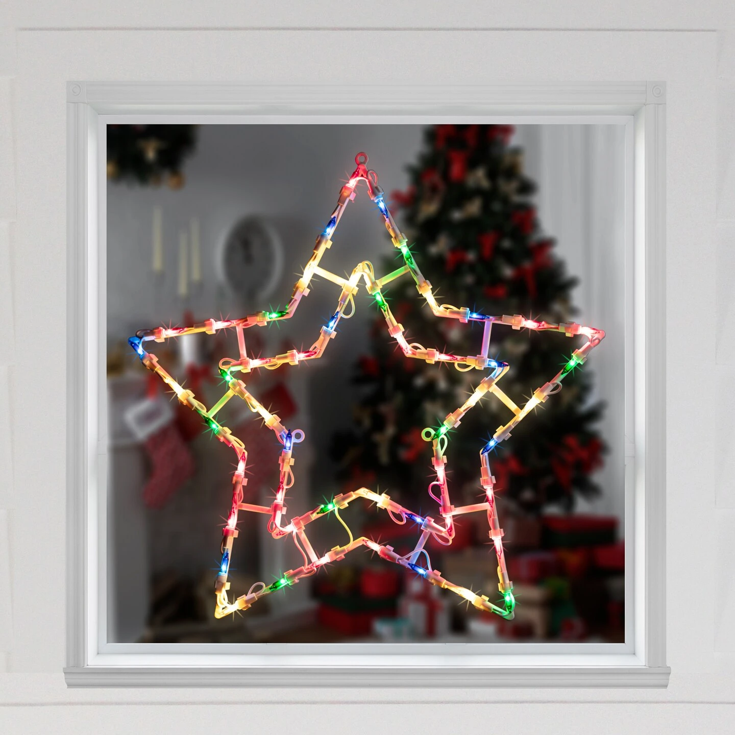 Northlight Lighted Star Christmas Window Silhouette Decoration - 16" - Multicolor Lights White 6 Northlight Lighted Star Christmas Window Silhouette Decoration - 16" - Multicolor Lights White - Image 4