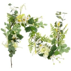 Northlight Hydrangea And Eucalyptus Artificial Floral Spring Garland - 5' White -Northlight 4612192041219613712