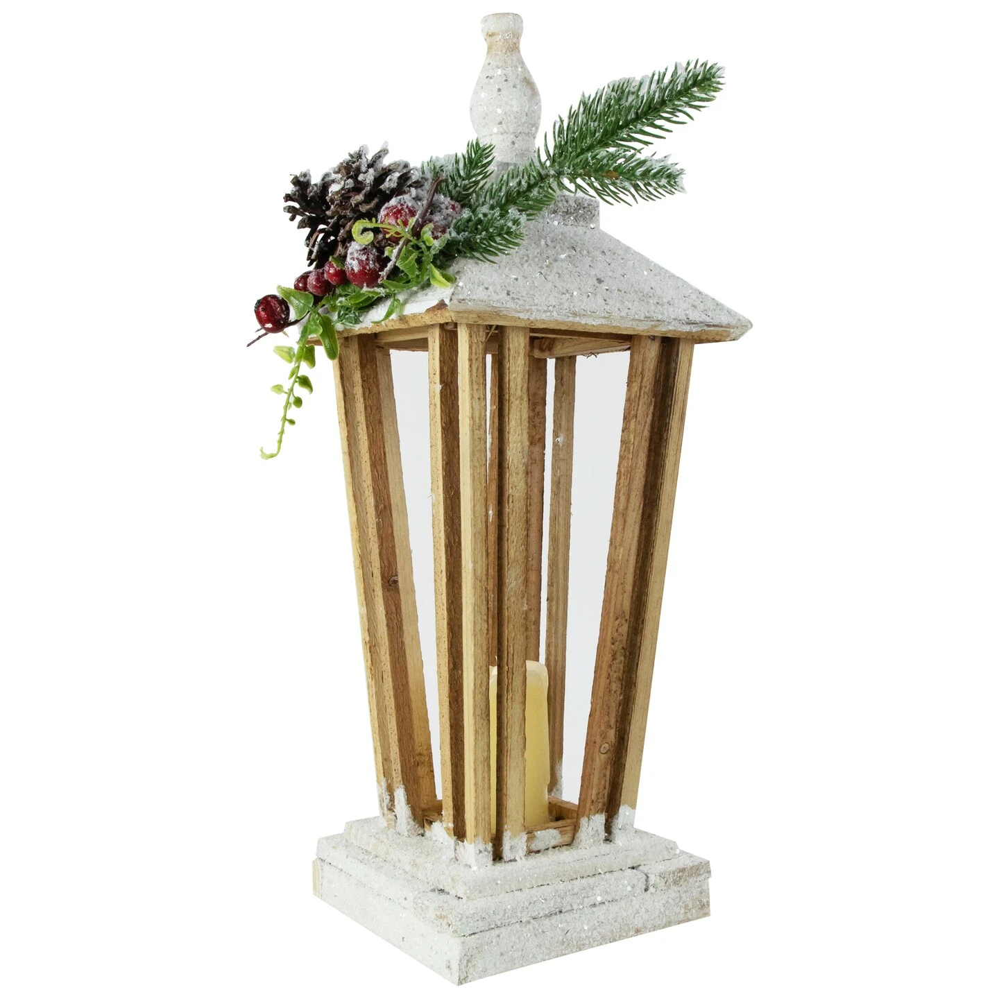 Northlight 18" LED Lighted Natural And White Storm Lantern Christmas Decoration Beige 8 Northlight 18" LED Lighted Natural And White Storm Lantern Christmas Decoration Beige - Image 6