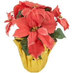 Northlight Artificial Christmas Poinsettia With Wrapped Base - 14.5" - Pink -Northlight 4612200955457193184