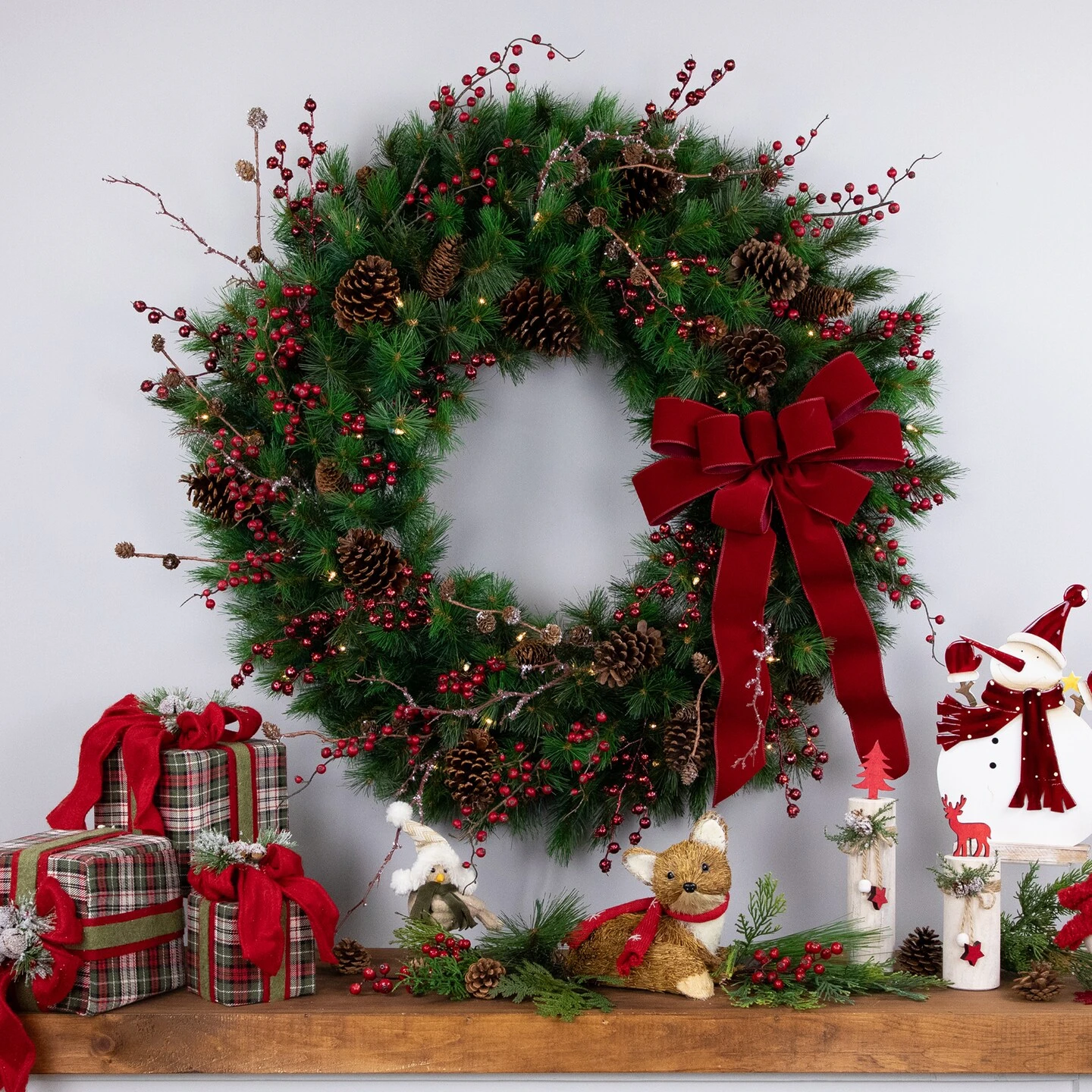 Northlight Pre-Lit Royal Oregon Pine Artificial Christmas Wreath - 48" - Clear Lights Green 5 Northlight Pre-Lit Royal Oregon Pine Artificial Christmas Wreath - 48" - Clear Lights Green - Image 3
