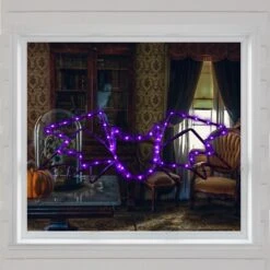 Northlight LED Lighted Bat 4-Function Halloween Window Decoration - 23.5" - Purple Lights -Northlight 4612200955868234976