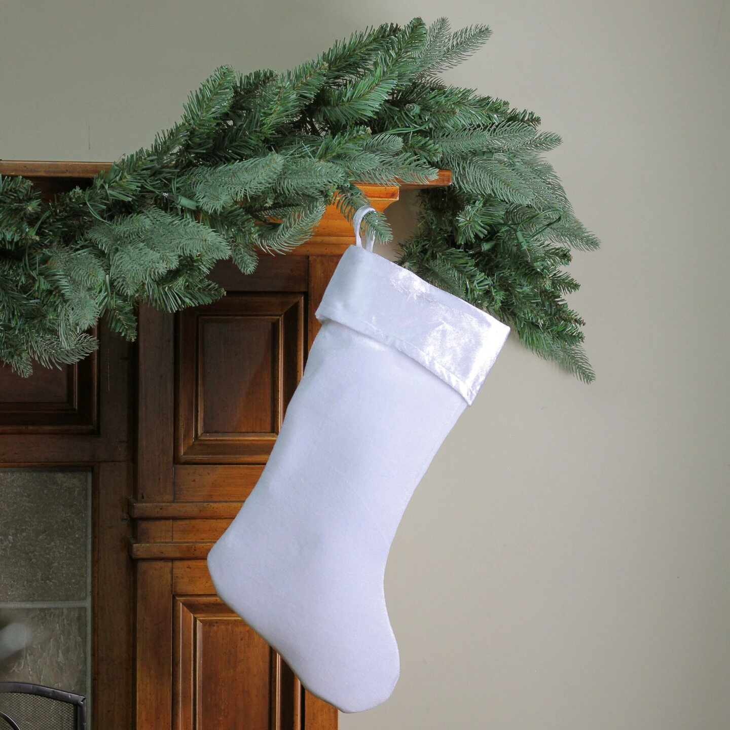Northlight Traditional Velveteen Christmas Stocking - 19" - White 7 Northlight Traditional Velveteen Christmas Stocking - 19" - White - Image 5