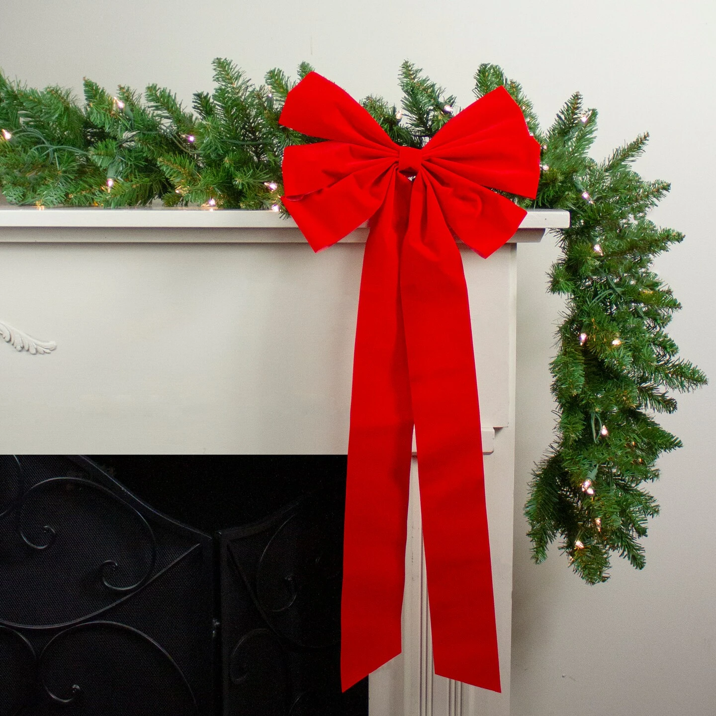 Northlight 6-Loop Velveteen Christmas Bow Decoration - 12" X 25" - Red 5 Northlight 6-Loop Velveteen Christmas Bow Decoration - 12" X 25" - Red - Image 3