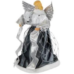 Northlight Sequined Angel With Wings Christmas Tree Topper Unlit - 12" Gray -Northlight 4612200956262499552