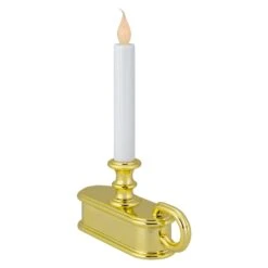 Northlight LED Lighted Window Candle With Handle Base - 9.5" - White And Gold -Northlight 4612200956354970848