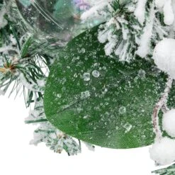 Northlight Flocked Pine Triple Candle Holder With Iridescent Christmas Ornaments - 30" White -Northlight 4612200956522546400