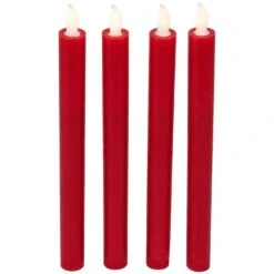 Northlight LED Flickering Flameless Taper Christmas Candles - 9.75" - Red - Set Of 4 -Northlight 4612200956573074656