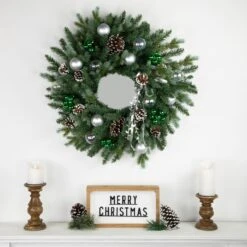 Northlight Shatterproof Ball Ornament Christmas Pick - 6.75" - Green -Northlight 4612200956677932256