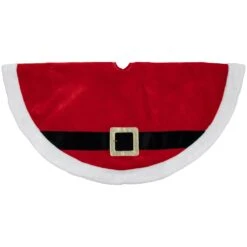 Northlight 48" Red And White Velveteen Santa Claus Belt Buckle Christmas Tree Skirt -Northlight 4612200956743795936