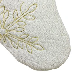Northlight 20" Cream With Gold Snowflakes Christmas Stocking With Faux Fur Cuff White -Northlight 4612200957021668576