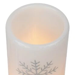 Northlight LED Flameless Flickering Wax Pillar Snowflake Christmas Candles - 6" - Set Of 3 White -Northlight 4612200957059613920