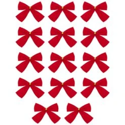Northlight Mini Velveteen Christmas Bow Decorations - 3" - Red - Pack Of 14 12 Northlight Mini Velveteen Christmas Bow Decorations - 3" - Red - Pack Of 14 -Northlight 4612201756009527344