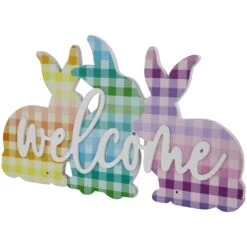 Northlight Gingham Bunnies Welcome Easter Wall Sign - 13.75" Multi 14 Northlight Gingham Bunnies Welcome Easter Wall Sign - 13.75" Multi -Northlight 4612205574205662224