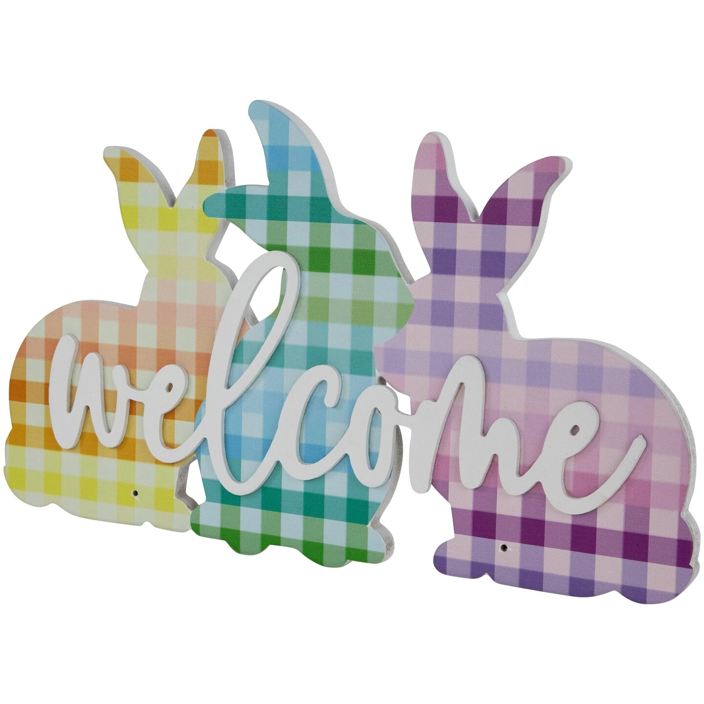 Northlight Gingham Bunnies Welcome Easter Wall Sign - 13.75" Multi 7 Northlight Gingham Bunnies Welcome Easter Wall Sign - 13.75" Multi - Image 5