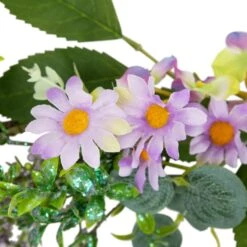 Northlight Daisy And Mixed Foliage Floral Spring Garland - 5' - Purple Green -Northlight 4612205574339879952
