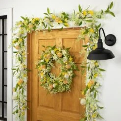 Northlight Berry And Thistle Floral Spring Garland - 5' - Yellow -Northlight 4612205574893079568