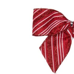 Northlight Glitter Striped 2-Loop Christmas Bow Decorations - 5.5" - Red - Pack Of 6 -Northlight 4612210292405716192