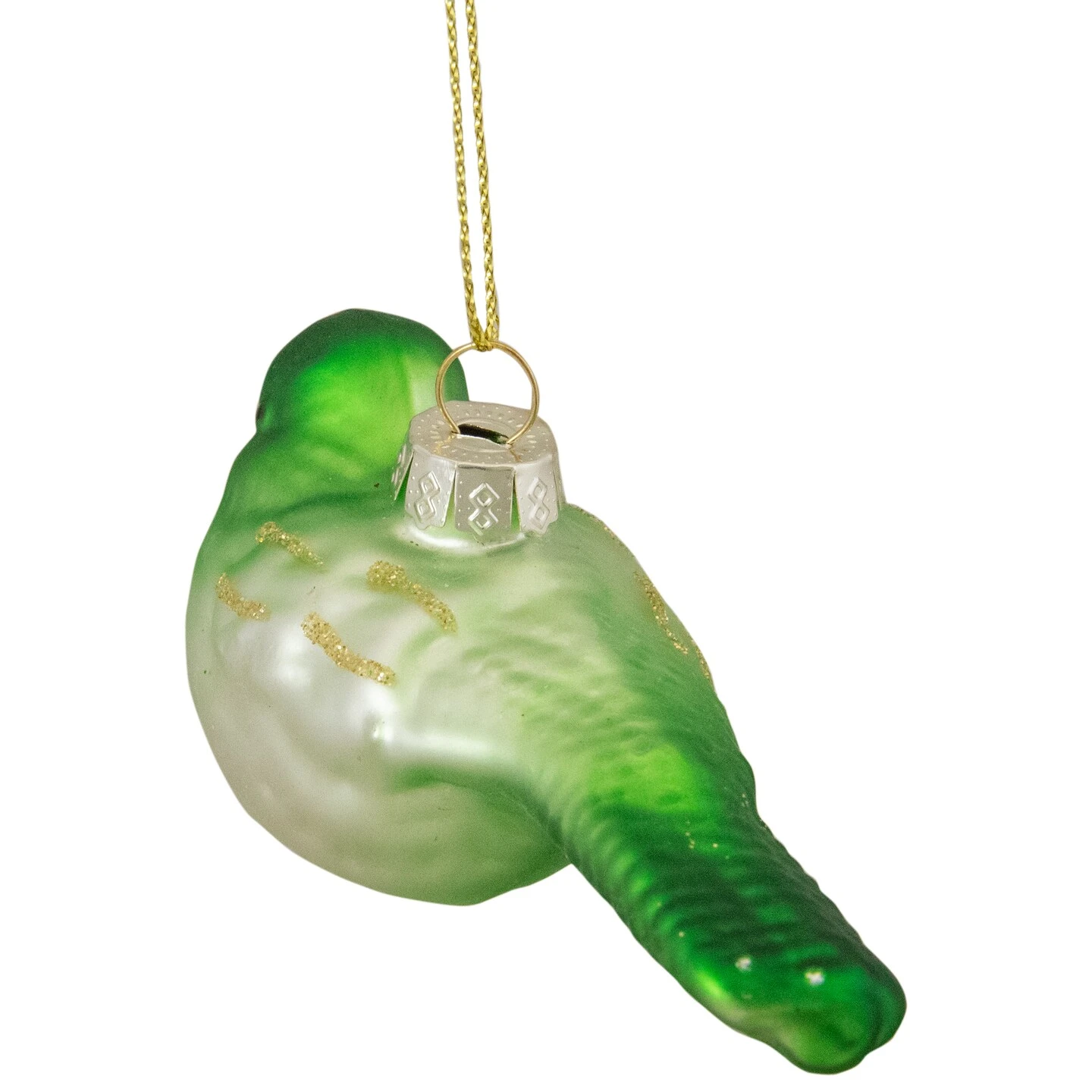 Northlight 4" Green And White Glass Bird Christmas Ornament 8 Northlight 4" Green And White Glass Bird Christmas Ornament - Image 6