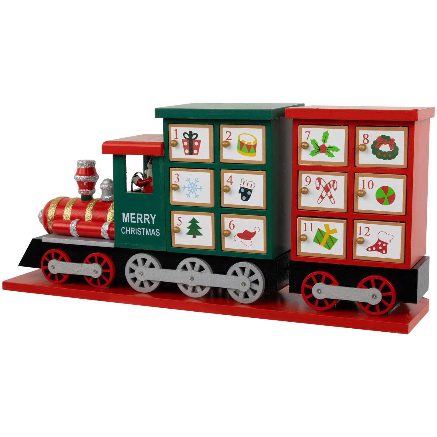 Northlight 16.5" Locomotive Train Wooden Christmas Advent Calendar Red 7 Northlight 16.5" Locomotive Train Wooden Christmas Advent Calendar Red - Image 5
