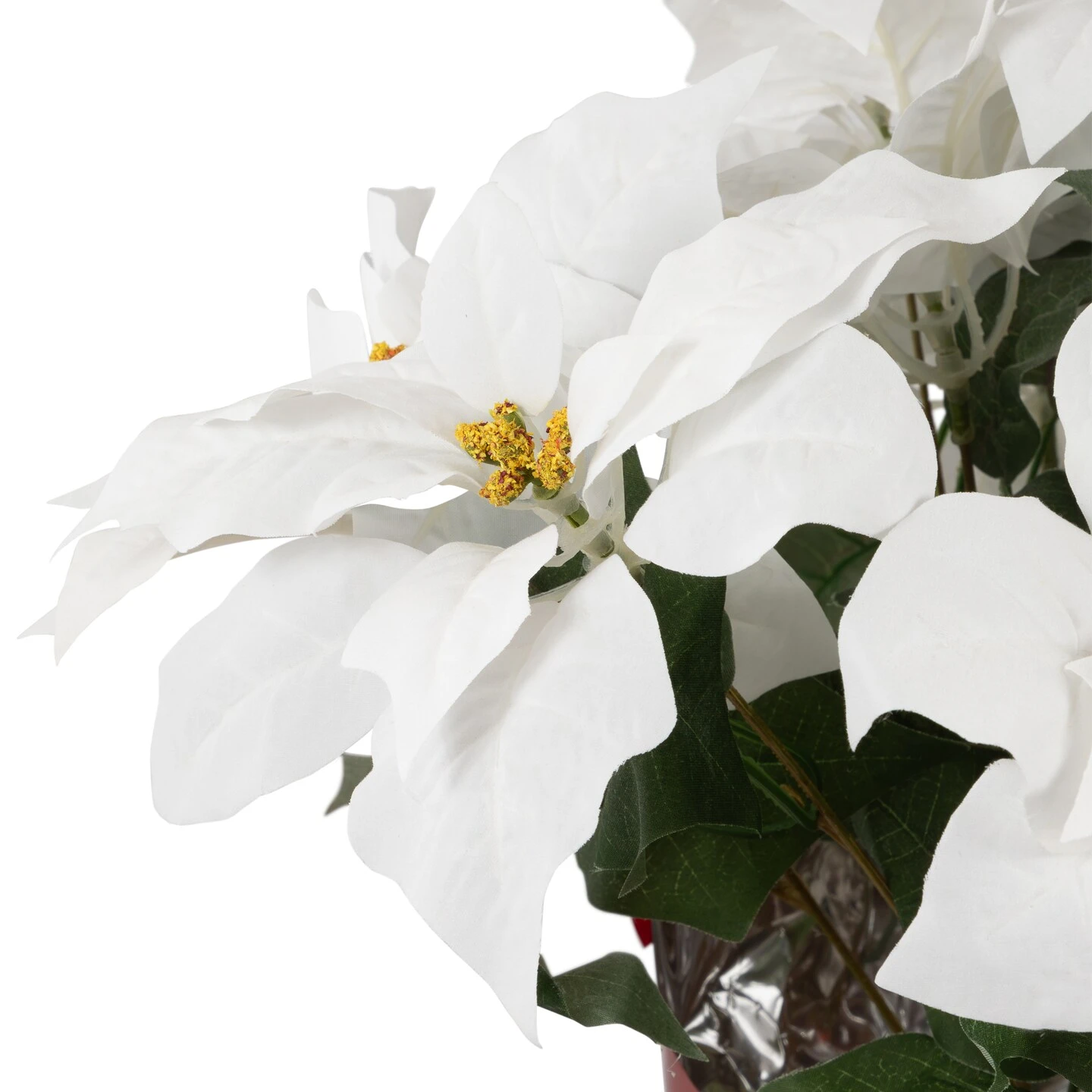 Northlight Artificial Christmas Poinsettia With Wrapped Base - 14.5" - White And Red 9 Northlight Artificial Christmas Poinsettia With Wrapped Base - 14.5" - White And Red - Image 7