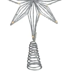 Northlight 13.75" LED Lighted B/O Silver Glittered Geometric Star Christmas Tree Topper - Warm White Lights 12 Northlight 13.75" LED Lighted B/O Silver Glittered Geometric Star Christmas Tree Topper - Warm White Lights -Northlight 4612210293072610528